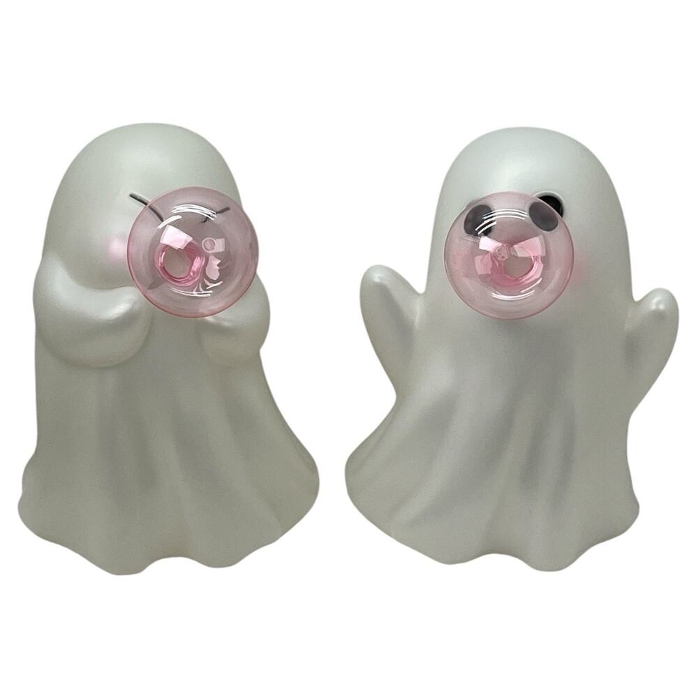 Viral Pink Bubble Ghost Set (2) Dollar General Halloween Blow Mold Ghost NEW